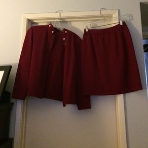 St. John knit skirt suit, red