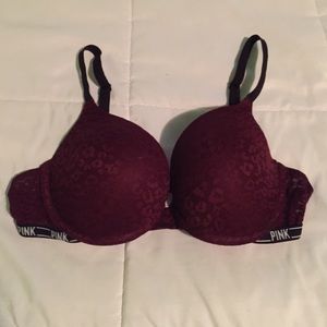 PINK Marroon Push Up Bra