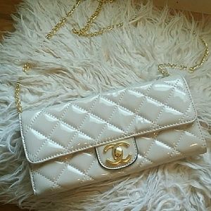 Quilted nude cross body bag