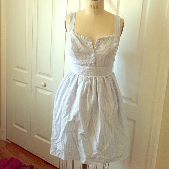 Blue and white striped summer dress
