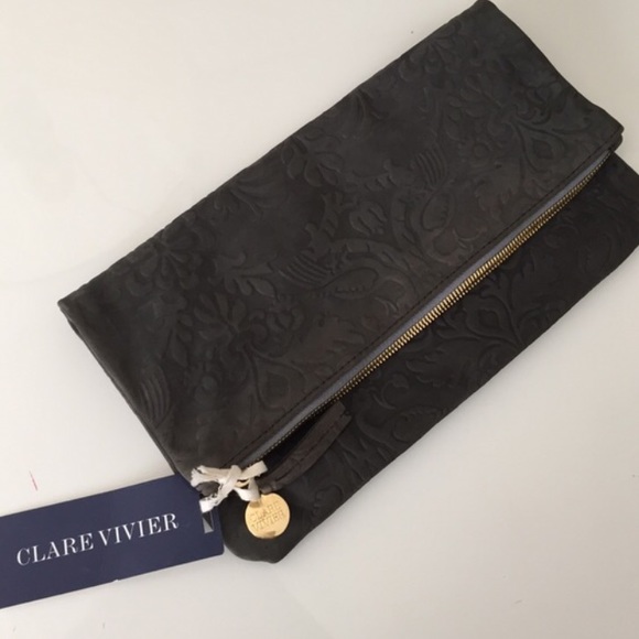 Clare V Clutches & Wallets - Clare V. Grey Paisley Foldover Clutch