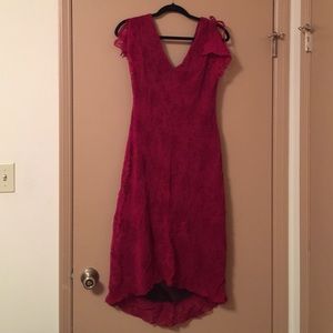 Red high low dress
