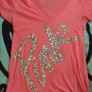 Vs pink sequined v-neck shirt