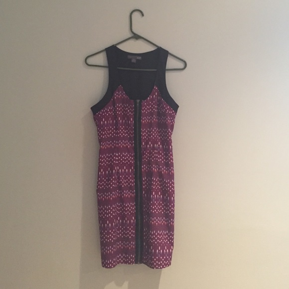 Purple, zip front dress