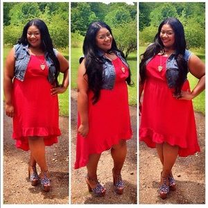 High-low, ruffled dress