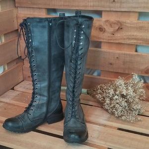 Bucco vegan leather tall grey boots