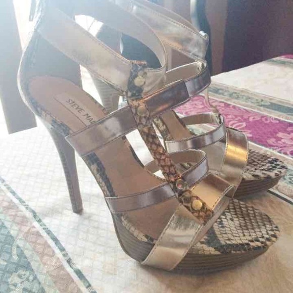 Steve Madden Snake Print Strappy Heels