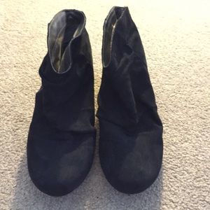 Express suede wedge booties