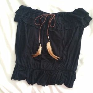 Black Feather Tube Top