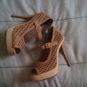 Nude boho heels