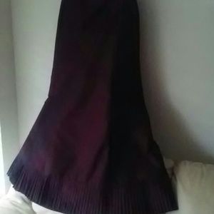 shimmery burgundy A line taffeta skirt tiny pleats
