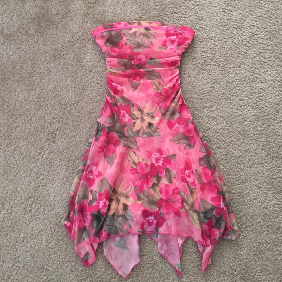strapless floral dress