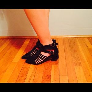 Black sandal booties like new!
