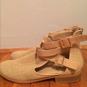 Tan short ankle booties