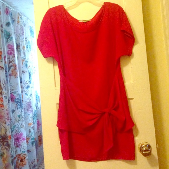 Red Shift Dress with Bow
