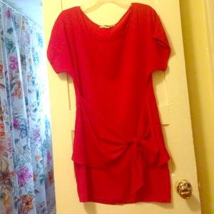 Red Shift Dress with Bow