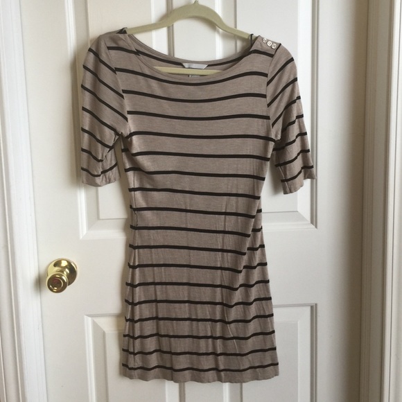 tan and black striped tshirt dress