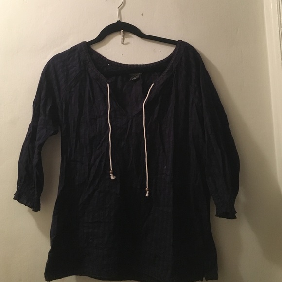 Navy blue peasant style top