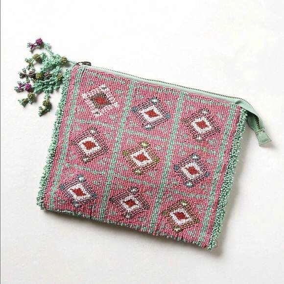 Anthropologie Handbags - Anthropologie GAMEBOARD BEADED CLUTCH