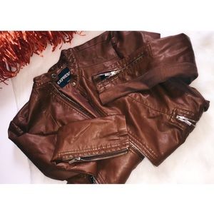 Brown Faux Leather Jacket
