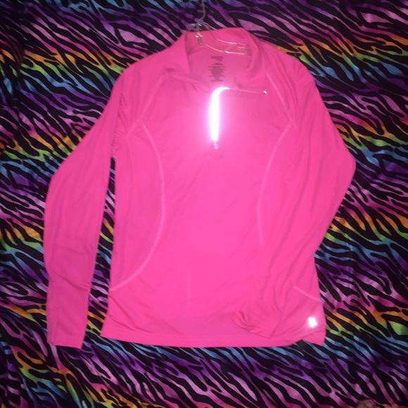 Hot Pink Half Zip Long Sleeve Shirt