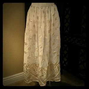Vintage Boho White Sheer Gold/Silver Skirt