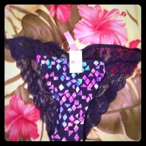 Multi colored panty. Lace detail in back