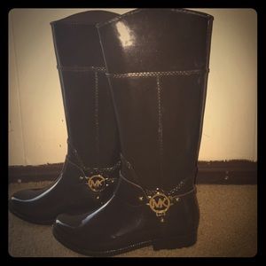 Michael Kors Chocolate Rubber Rain Boots