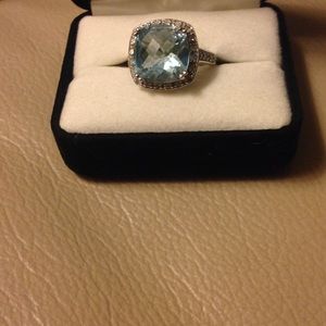Silver, CZ, and Blue Topaz Cocktail Ring
