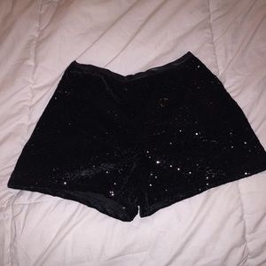 Black sequin high waist shorts