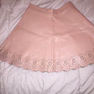 Baby pink faux leather skirt