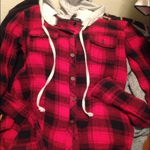 cute light flannel with hood