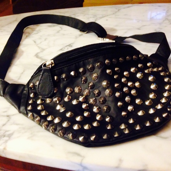 leather studded fanny pack