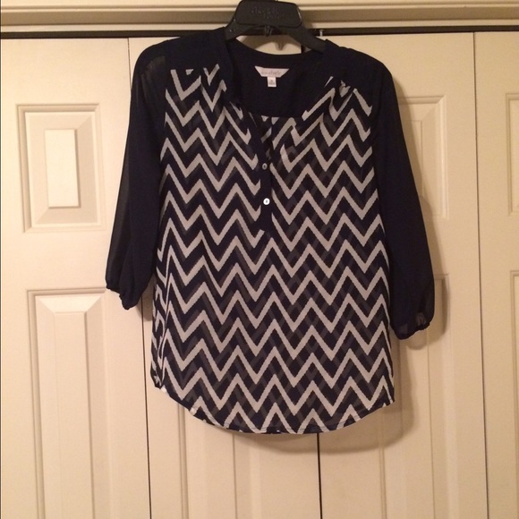 Charming Charlie's navy/white chevron top!