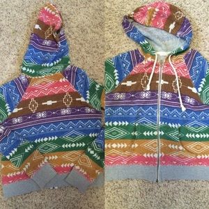 Cute rainbow color tribal zip up❤️💗💚