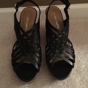 Black strappy wedges
