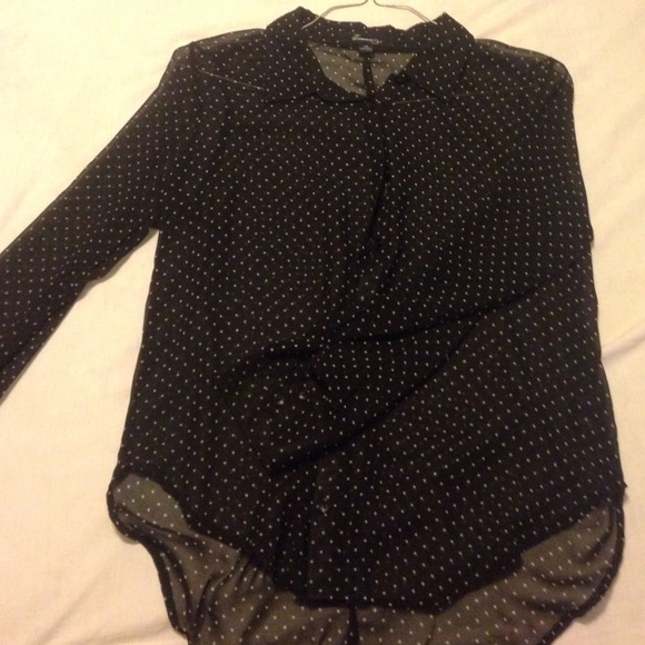 Sheer polka dot button down blouse