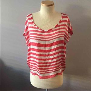 Striped Orange and White Off the Shoulder Top