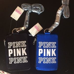 PINK card holders with lanyard