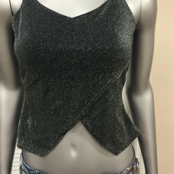 SOLD Black Shimmering Crop Top - Picture 2 of 2
