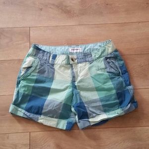Old Navy blue and green plaid Bermuda shorts