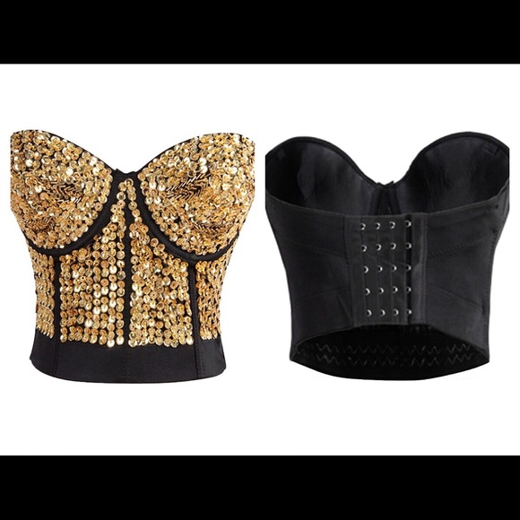 Gold bustier bra top