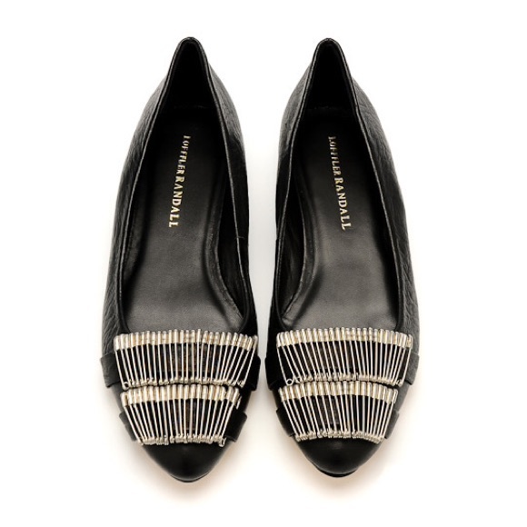 Loeffler Randall black wedge safety pin flats