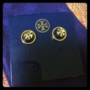 NWT AUTHENTIC TORY BURCH NAVY/GOLD EARRINGS