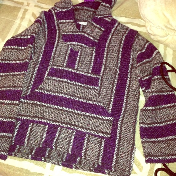 Gray and purple Mexican poncho (Drug rug)