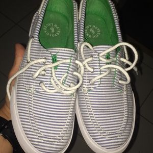 Woman's polo Ralph Lauren boat shoes.