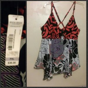 Xl BISOU BISOU flowy beaded tank NEW