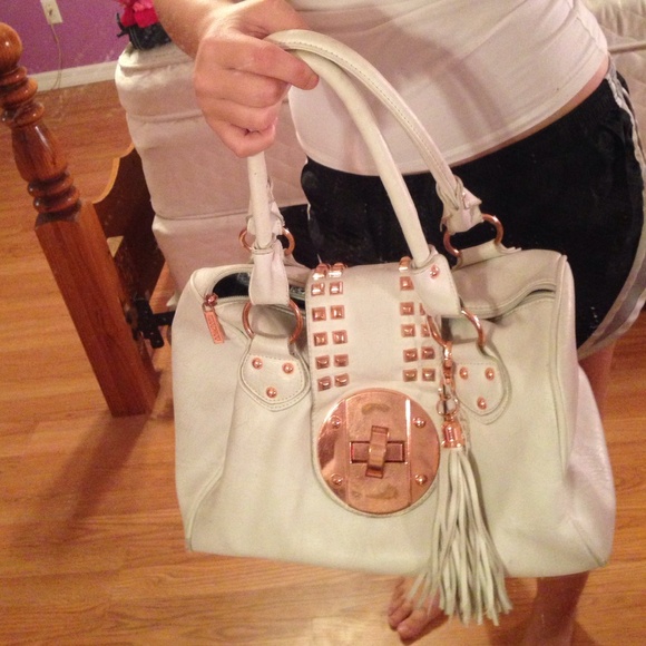 White & bronze purse
