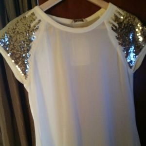Sequins & Sheer Beige and Gold Shirt