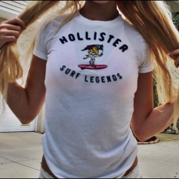 white hollister surf legends tee